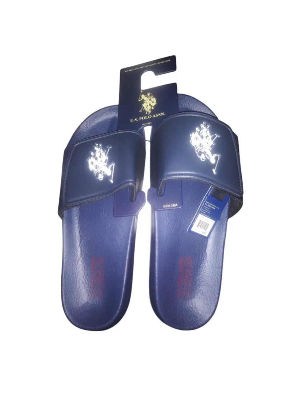 Us Polo Assn slippers adjustable fit.